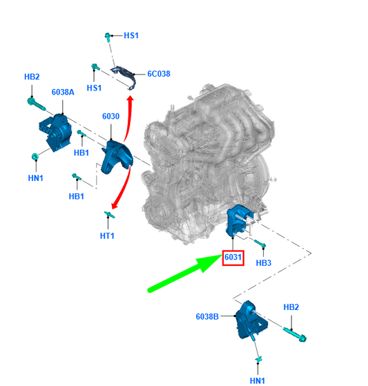 new ford ranger t6 mk1 left engine mounting bracket 1863734 original
