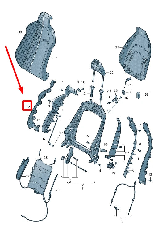 NEW AUDI TT FV3 FRONT RIGHT SEAT BACKREST TRIM 8W0881318EVX3 ORIGINAL