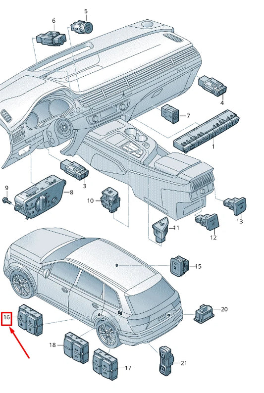 NEW AUDI Q7 4M REAR SEAT ADJUSTMENT FOLDING CONTROL SWITCH 4M0959861B