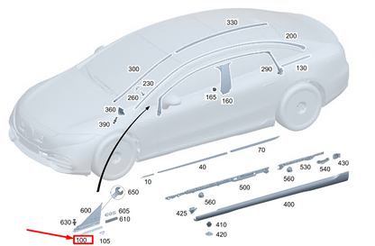 new mercedes-benz eqs v297 front left door trim bar a2976731500 original