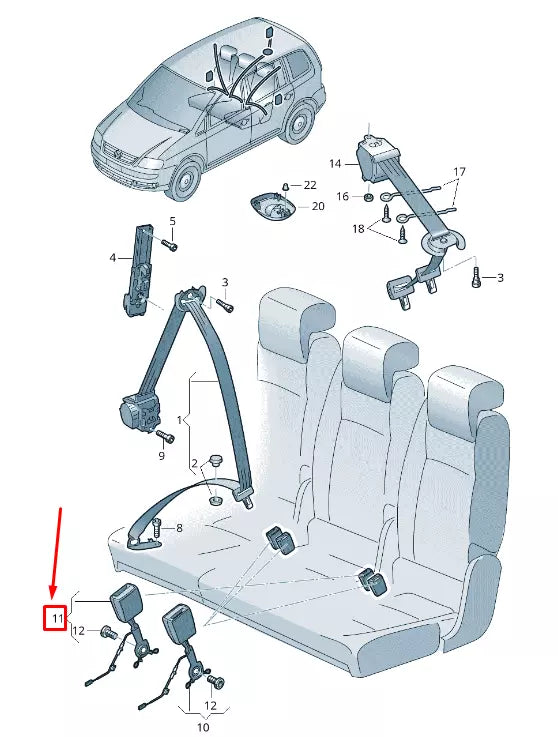 NEW VW TOURAN 5T REAR SEAT BELT BUCKLE 5TA857753DMNB GEUNUINE