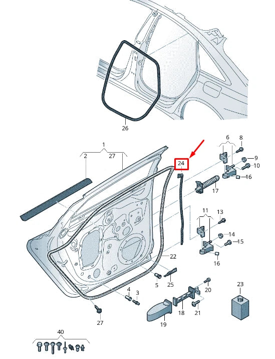 NEW AUDI A6 C8 REAR RIGHT OUTER DOOR SHELL SEAL 4K0839718 ORIGINAL
