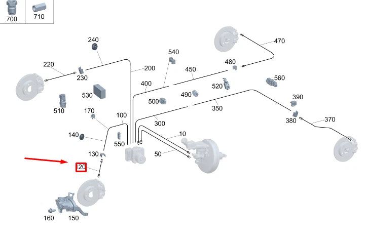 NEW MERCEDES-BENZ GLA H247 AMG FRONT LEFT BRAKE HOSE A2474203700 ORIGINAL
