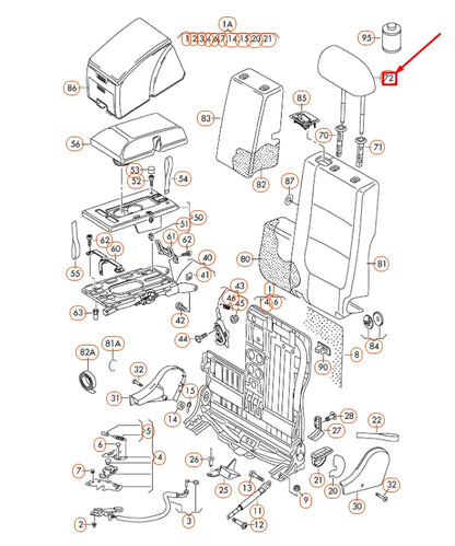 NEW VW TIGUAN 5N MK1 REAR CENTER HEAD RESTRAINT WITH COVER 5M0885902S83V