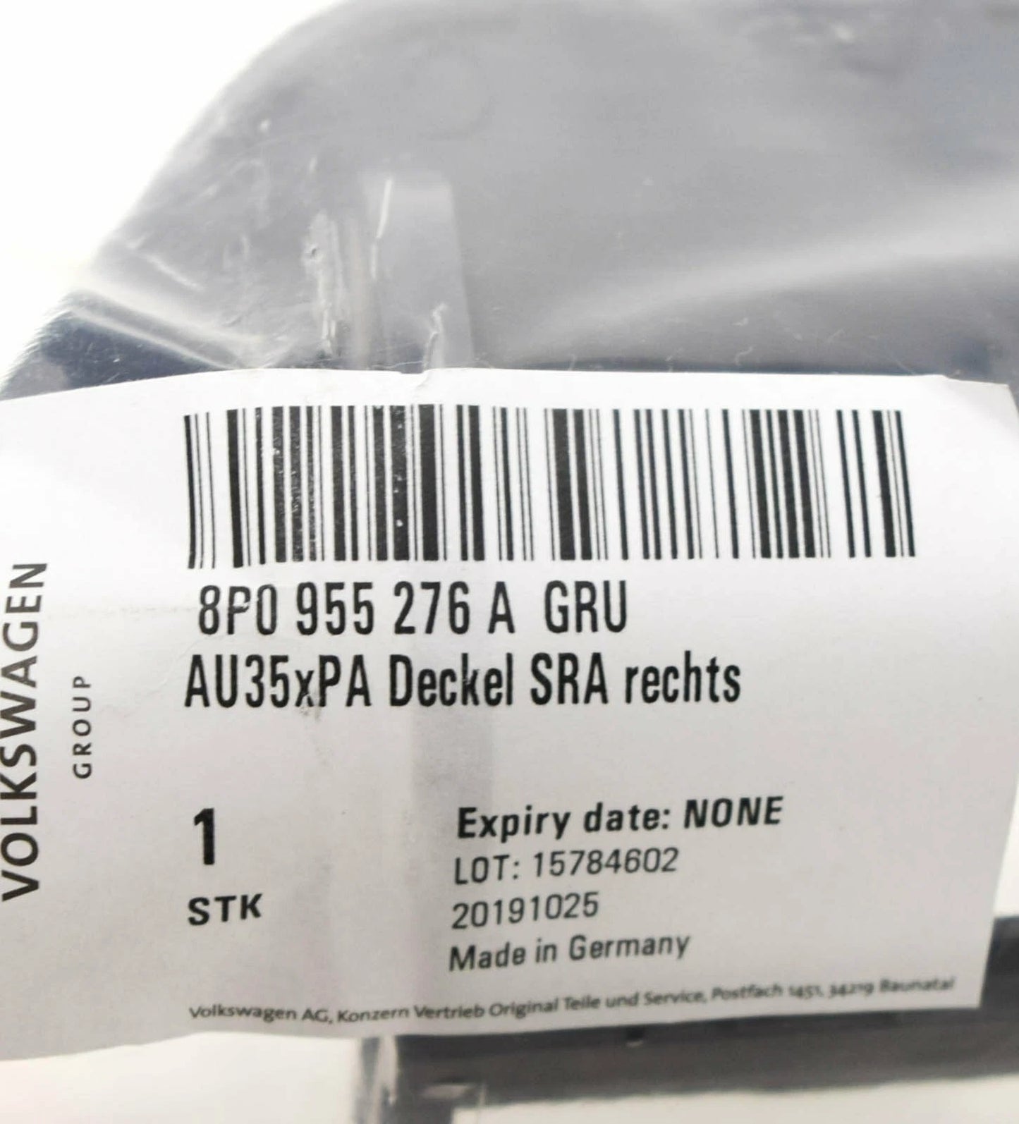 NEW AUDI A3 S3 8P RIGHT HEADLIGHT WASHER COVER 8P0955276AGRU 2007