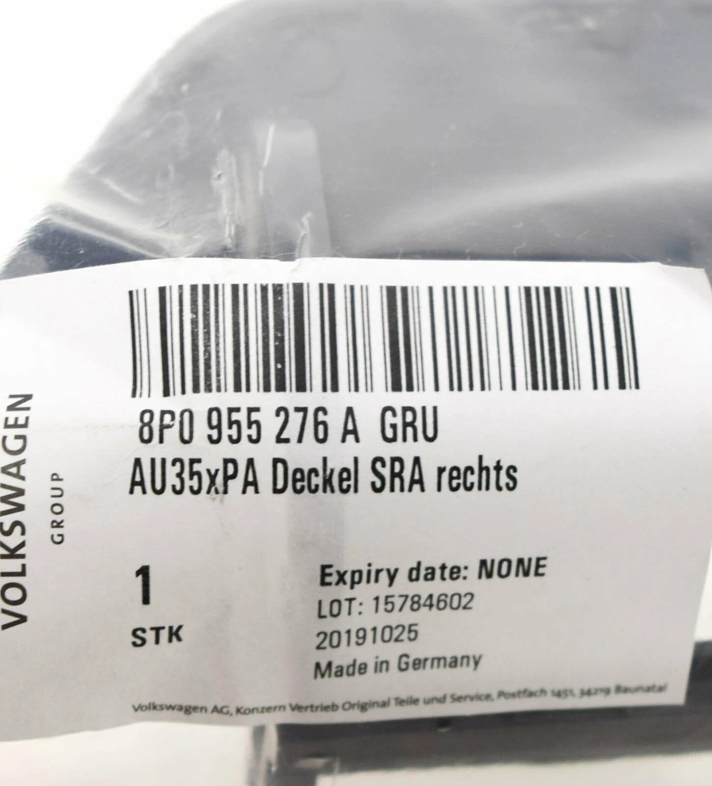 NEW AUDI A3 S3 8P RIGHT HEADLIGHT WASHER COVER 8P0955276AGRU 2007