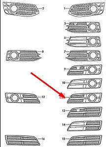 NEW AUDI A3 8P LEFT FOG LIGHT GRILLE 8P0807681AAT94 2011 ORIGINAL