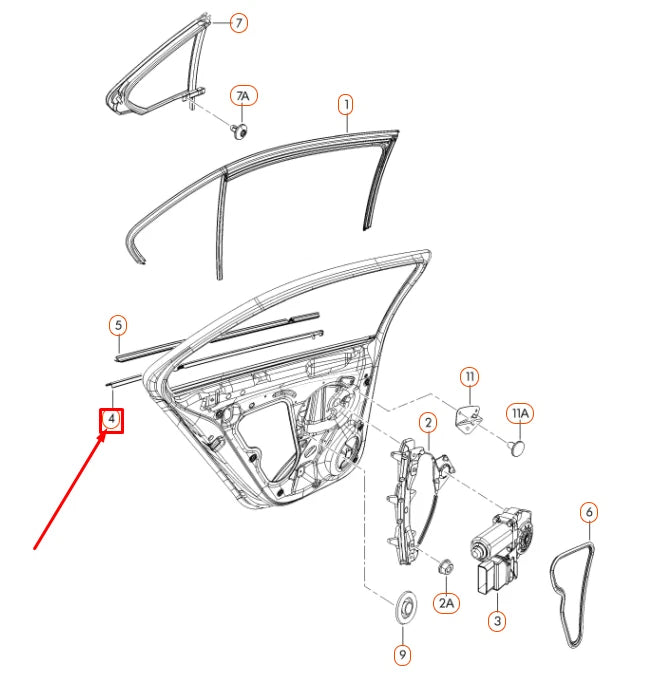 NEW VW JETTA A6 REAR LEFT DOOR WINDOW OUTER APERTURE SEAL 5C6839477A5AP