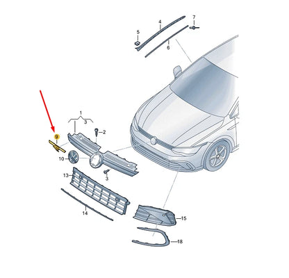 NEW VW GOLF MK8 FRONT RADIATOR GRILLE 'R-LINE' INSCRIPTION 5H0853679PFOD