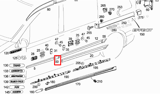 NEW MB VITO W639 OUTER FUEL FILLER FLAP TRIM A63969007629 B51 ORIGINAL