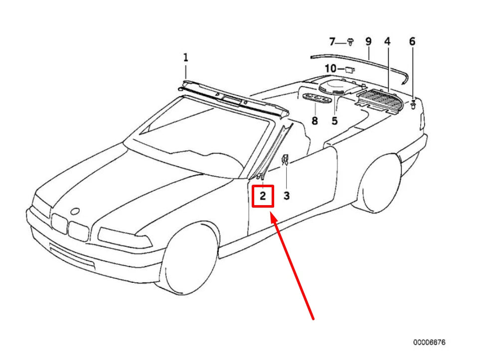 NEW BMW 3 COMPACT E36 FRONT RIGHT A-PILLAR COVER 8132670 51438132670 ORIGINAL