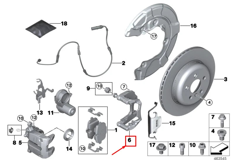 NEW BMW 7 G11 REAR RIGHT BRAKE CALIPER CARRIER 34206883006 ORIGINAL