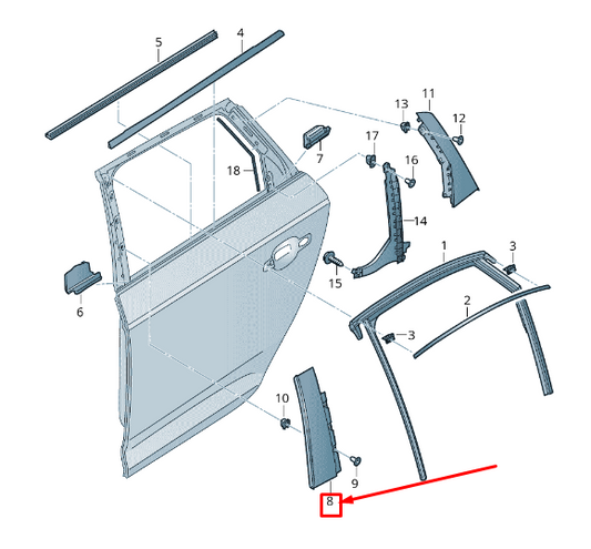 new audi q5 fy left door pillar b trim 80a839901a 5fq 80a839901a5fq original