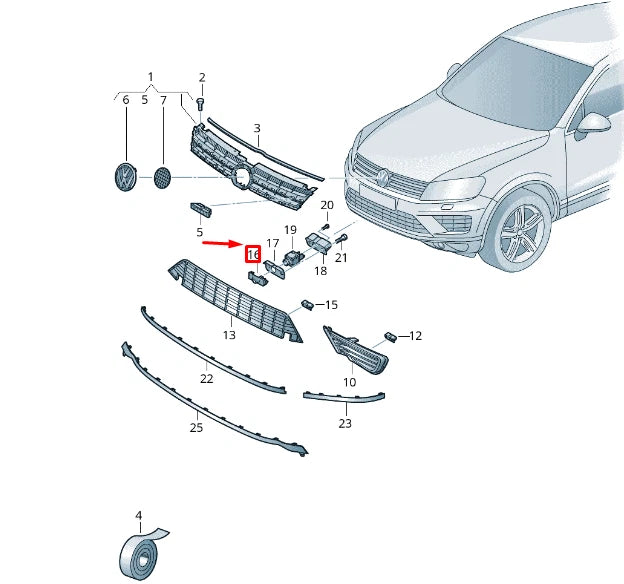NEW VW TOUAREG 7P MK2 FRONT CAMERA COVER CAP 7P6853140C041