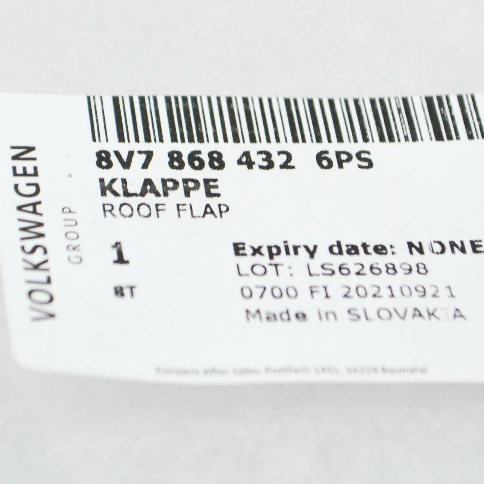 NEW AUDI A3 CABRIO 8V RIGHT ROOF LINKAGE PROTRUSION FLAP 8V78684326PS ORIGINAL