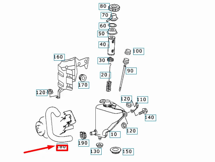 NEW MERCEDES-BENZ SL R230 OIL TANK TO PUMP HOSE A2309972282 ORIGINAL