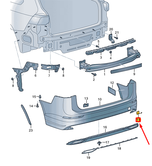 new vw golf cd mk8 rear bumper towing eye cover 5h9807441gru original