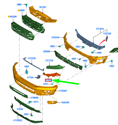 new ford ranger t6 mk1 front left bumper bracket 2437803 jb3b-17a870-af original