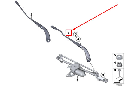 NEW BMW 2 CABRIO F23 FRONT LEFT WIPER ARM LHD 9465042 61619465042 ORIGINAL