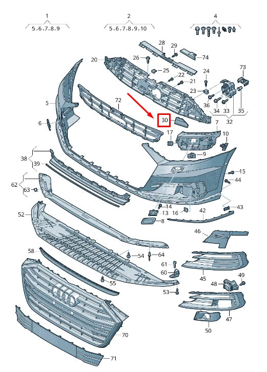 NEW AUDI A8 4N FRONT LEFT BUMPER CENTER PLATE COVER 4N0807587