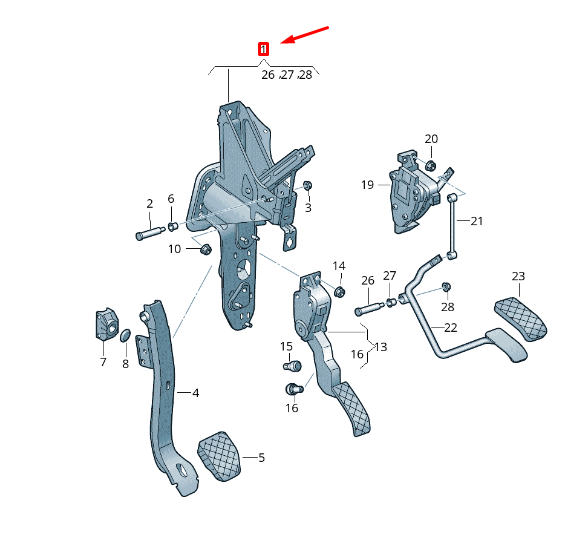 new vw transporter vi t6 brake/accel. lever mech. bracket lhd 7e1721115c