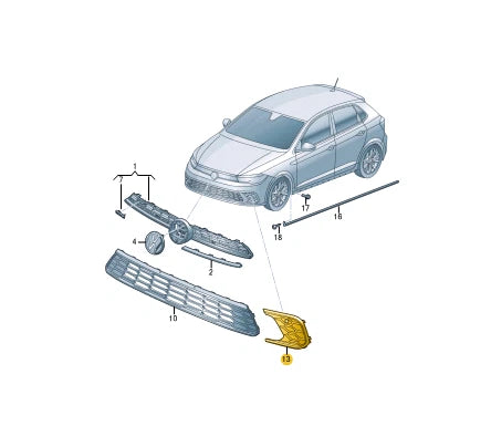 NEW VOLKSWAGEN POLO AW FRONT BUMPER RIGHT COVER TRIM 2G0853666Q9B9