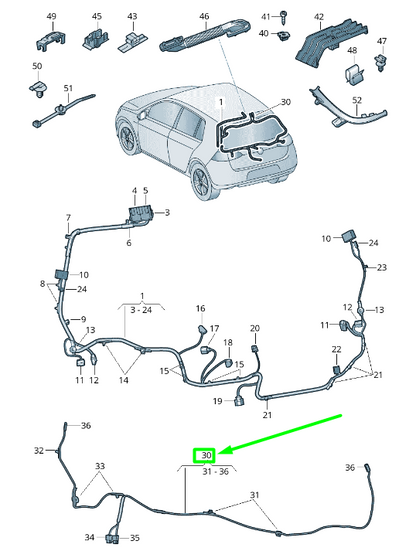 new volkswagen golf 5g mk7 tailgate wiring cable harness 5g0971175c original
