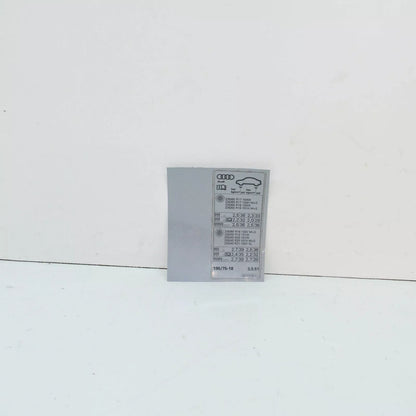 NEW AUDI Q5 FY 80A TYRE PRESSURE DATA PLATE STICKER 80A010502L ORIGINAL