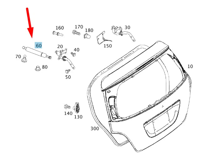 NEW MB R W251 REAR PANEL DOOR LEFT GAS-OPERATED SPRING A2519800764 ORIGINAL