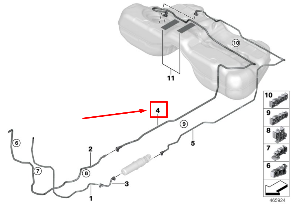 new bmw 7 g11 rear fuel return line 7386654 16127386654 original