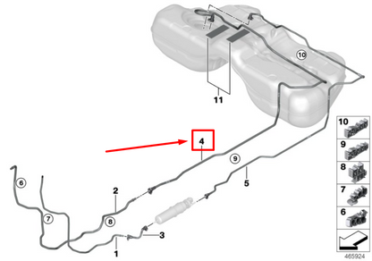 new bmw 7 g11 rear fuel return line 7386654 16127386654 original