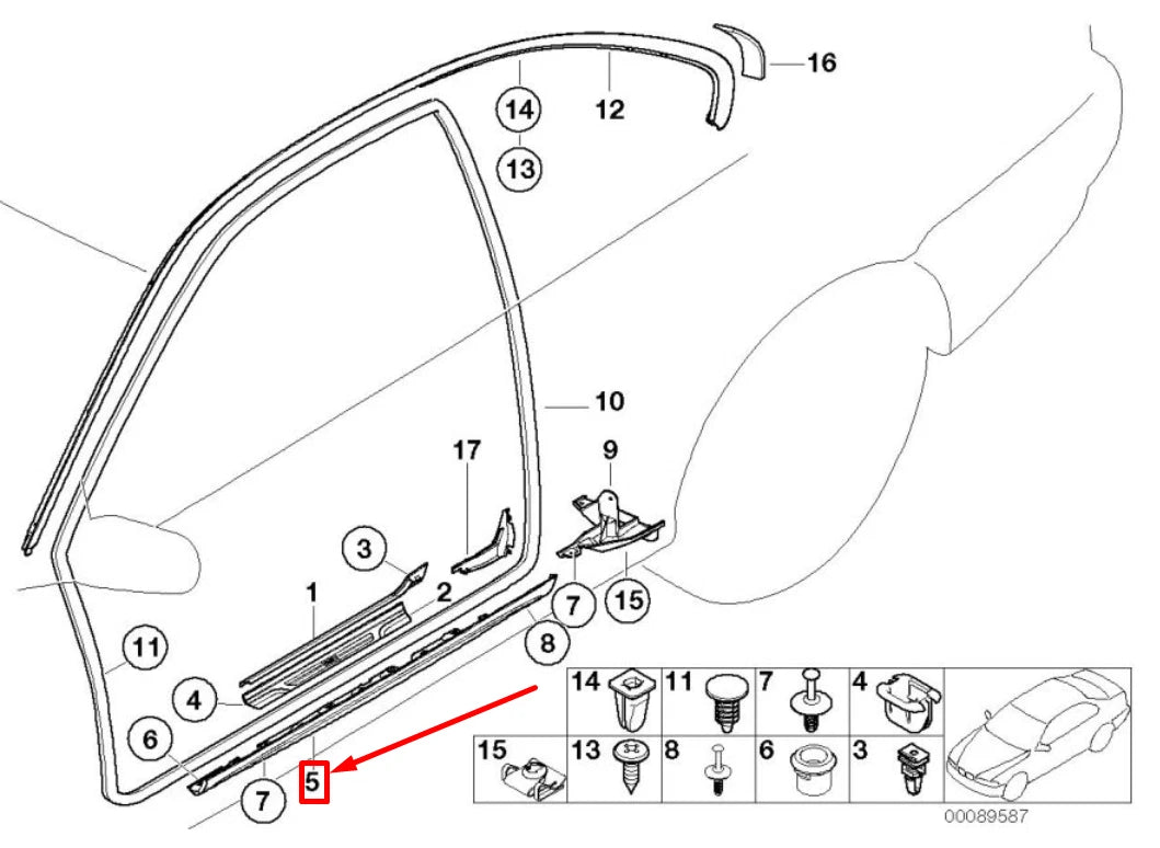 NEW BMW 3 E46 LEFT DOOR SILL TRIM PANEL 8226121 51718226121 ORIGINAL