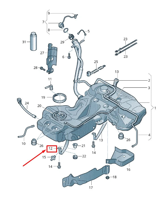 NEW AUDI A5 8T FRONT FUEL TANK TENSIONING STRAP 8K0201654G