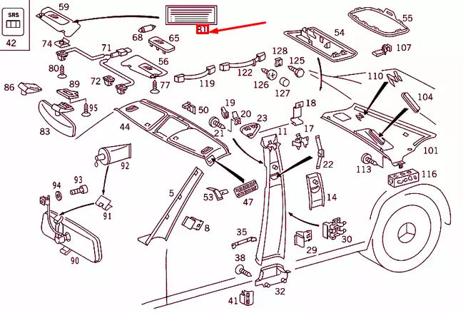 NEW MERCEDES-BENZ S W140 SUN VISOR GUIDE SIGN A2208170620 ORIGINAL