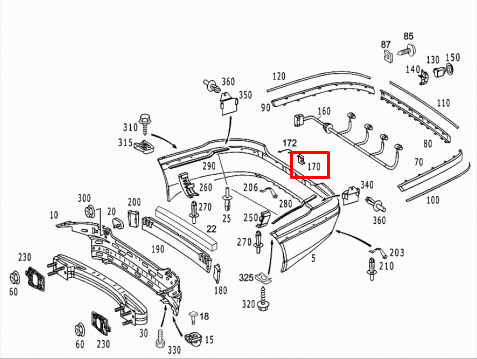 NEW MB S W220 AMG REAR BUMPER TOW HOOK EYE CAP COVER A2208850126 ORIGINAL