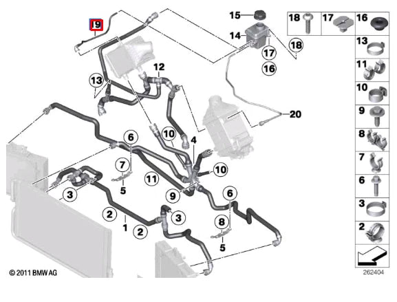 NEW BMW M5 F10 ENGINE COOLANT VENT HOSE PIPE 17122284336 ORIGINAL