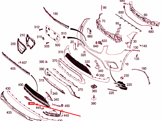 NEW MB GLC C253 AMG FRONT BUMPER BOTTOM LEFT ORNAMENTAL TRIM A2538856500