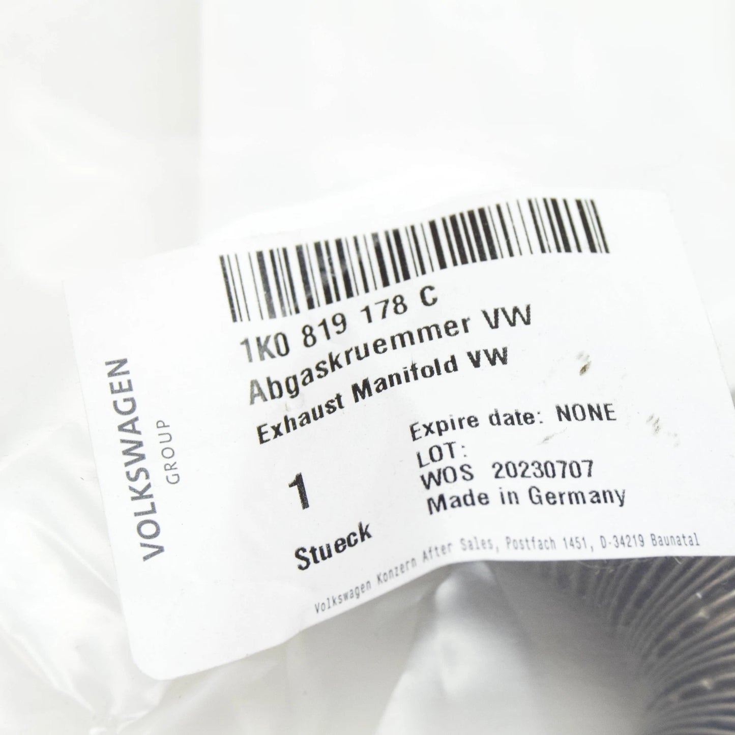 NEW VOLKSWAGEN EOS EXHAUST MANIFOLDS 1K0819178C ORIGINAL