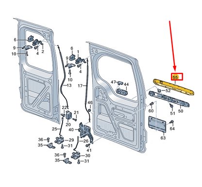 new vw caddy sb mk4 rear door grip molding 2k7827574a9b9 original