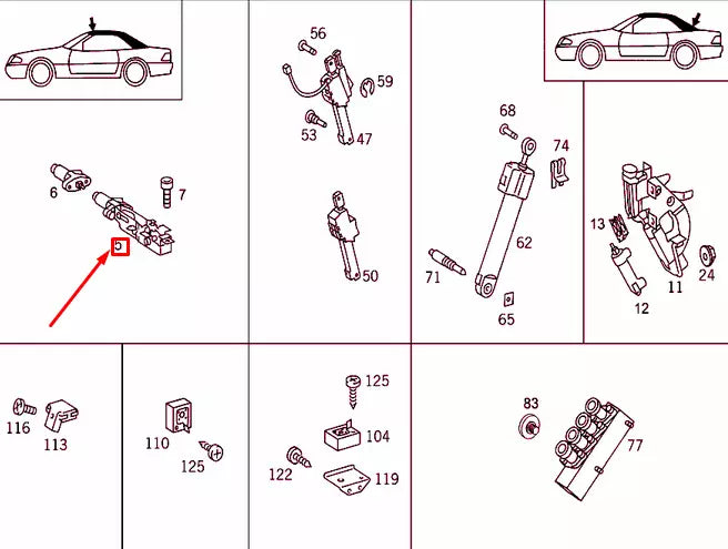 NEW MERCEDES-BENZ SL R129 FOLDING TOP FRONT LEFT LOCK A1298000774 ORIGINAL