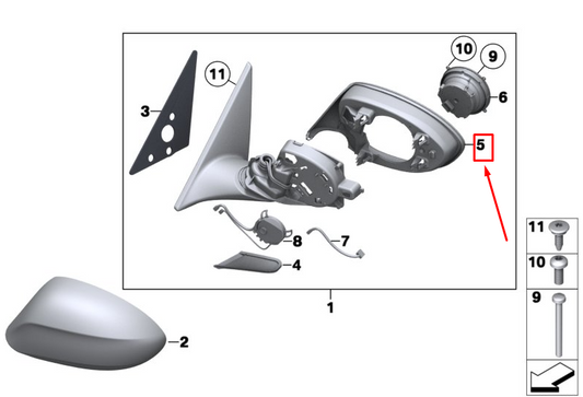 new bmw z4 roadster e89 right door mirror supporting ring 51167246904 original