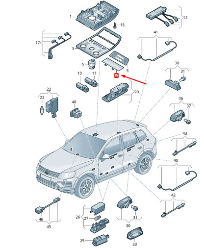 NEW VW TOUAREG 7P MK2 DOME LIGHT DIFFUSOR LENS 7P6947125BPA2