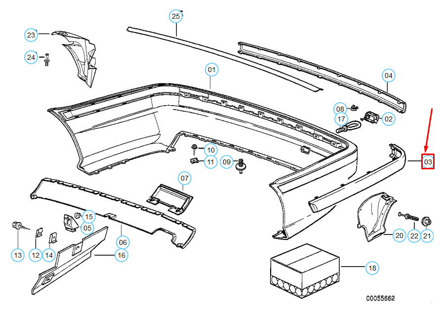 new bmw 3 e36 rear bumper impact strip left 51128135487 8135487 original