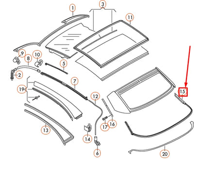 NEW VOLKSWAGEN EOS REAR WINDOW FRAME SEAL 1Q0871455F ORIGINAL