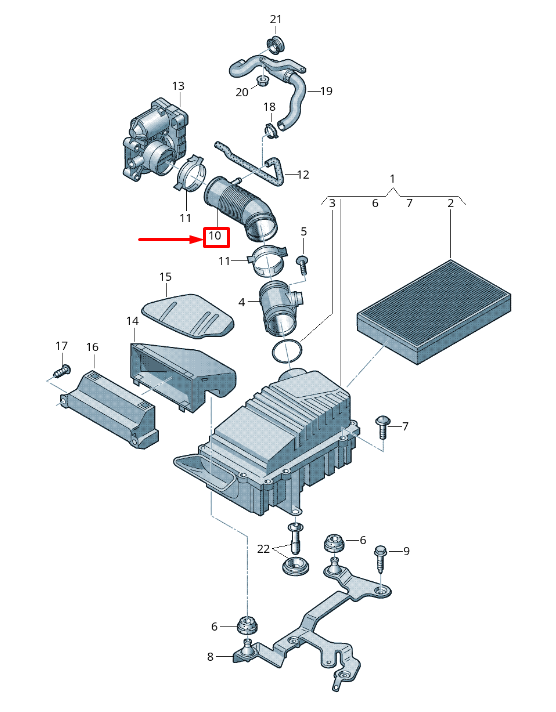 new audi tt 8j engine intake air duct 8j0129684 original