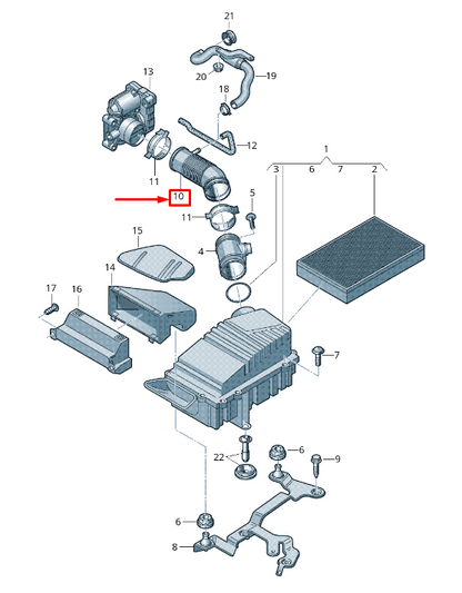 new audi tt 8j engine intake air duct 8j0129684 original