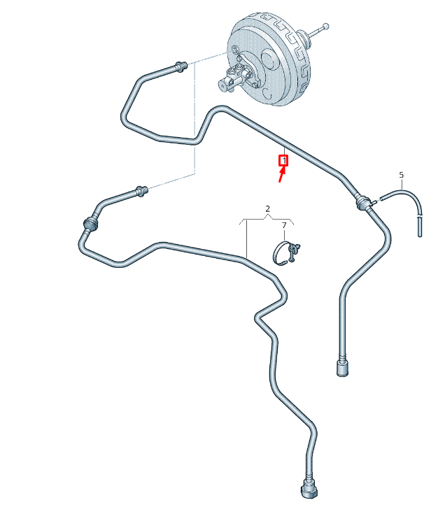 new vw transporter vi t6 brake servo vacuum pipe rhd 7e2611931p original