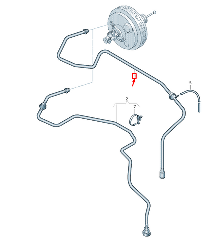 new vw transporter vi t6 brake servo vacuum pipe rhd 7e2611931p original