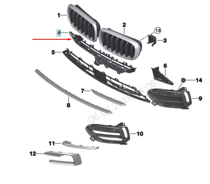 NEW BMW X6 F16 FRONT BUMPER UPPER GRILLE CENTER SIDE 51117319767 7319767