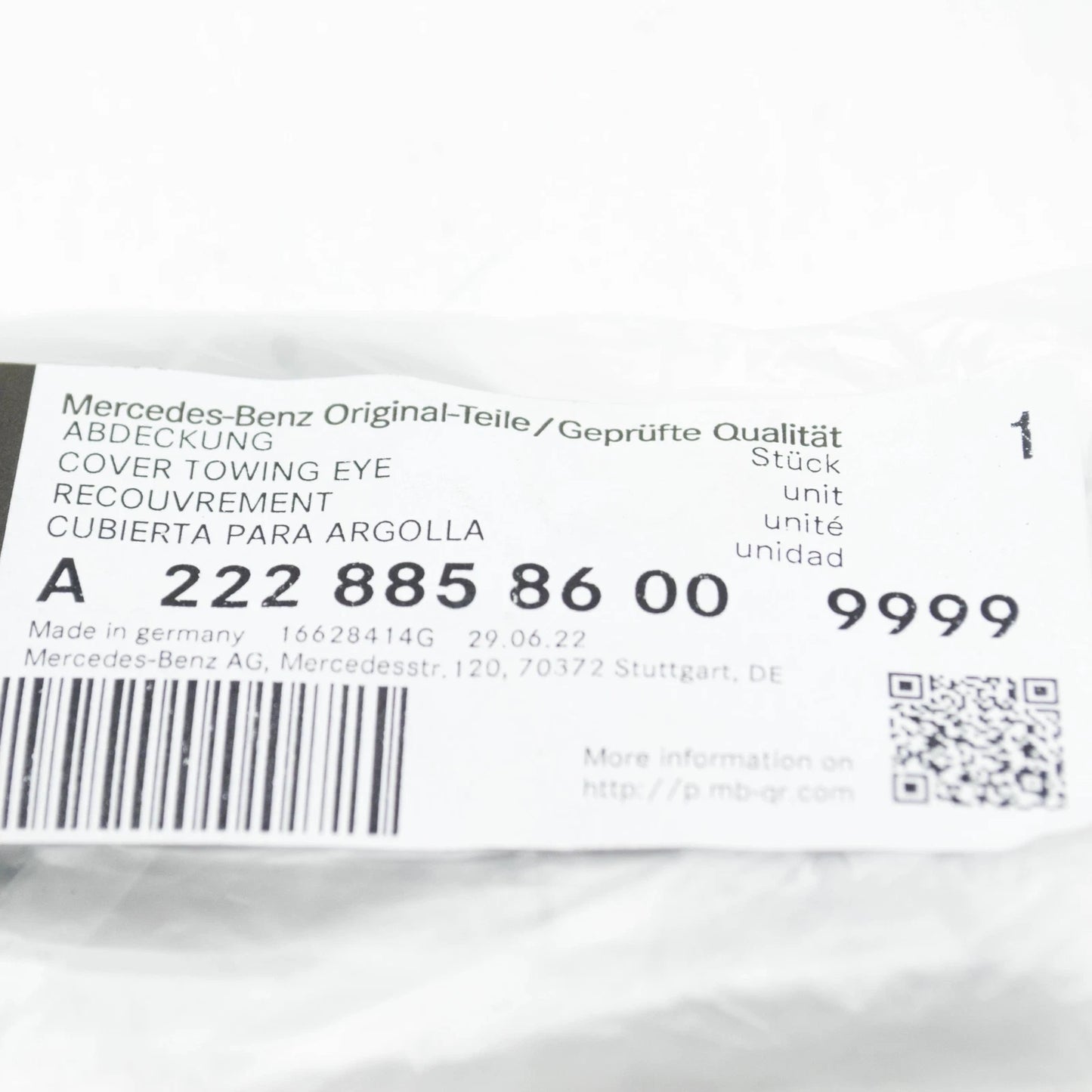 NEW MERCEDES-BENZ S W222 FRONT BUMPER TOW HOOK EYE COVER A22288586009999